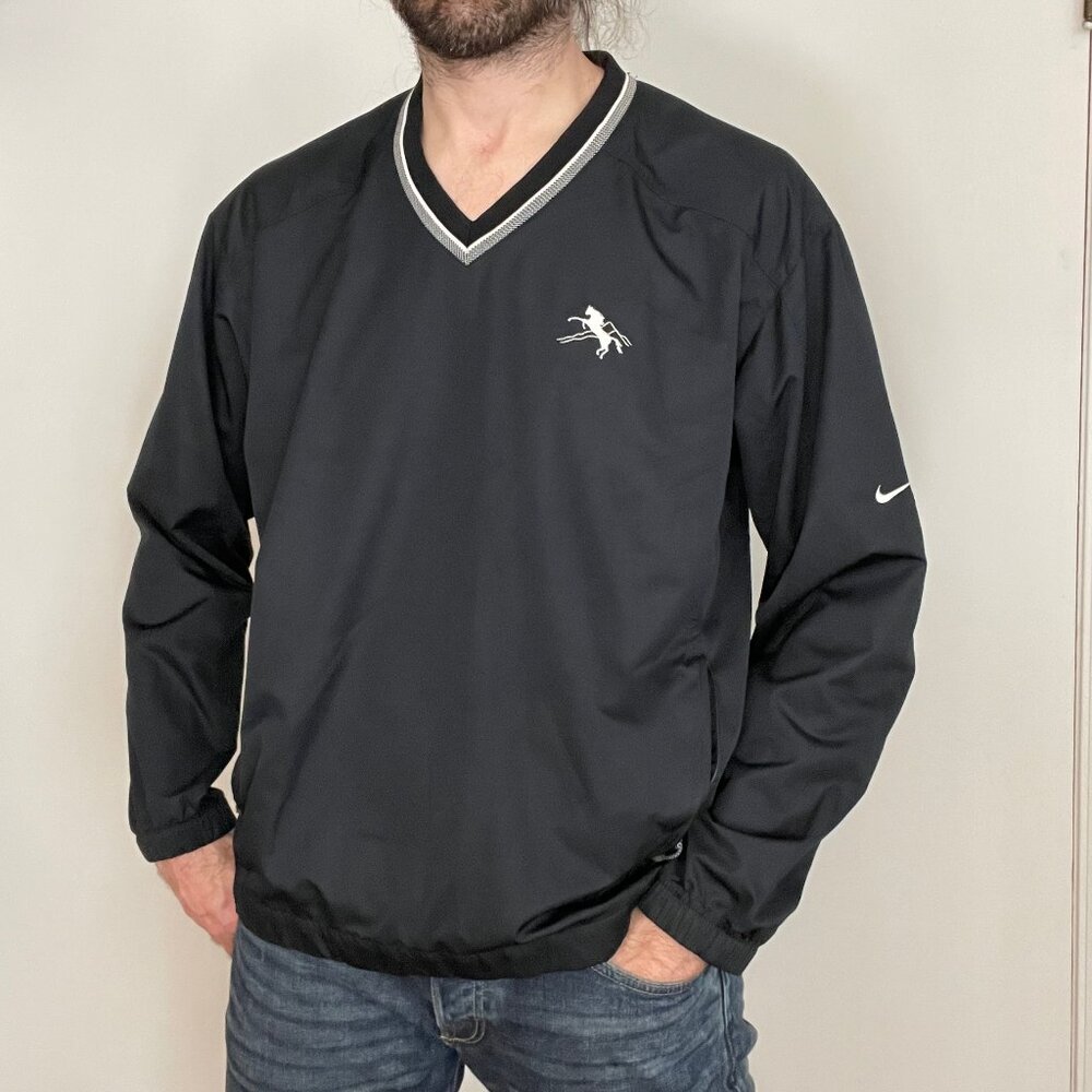 Vintage Nike Golf Pullover Mens Large Clima-Fit Swoosh Windbreaker V Neck Black
